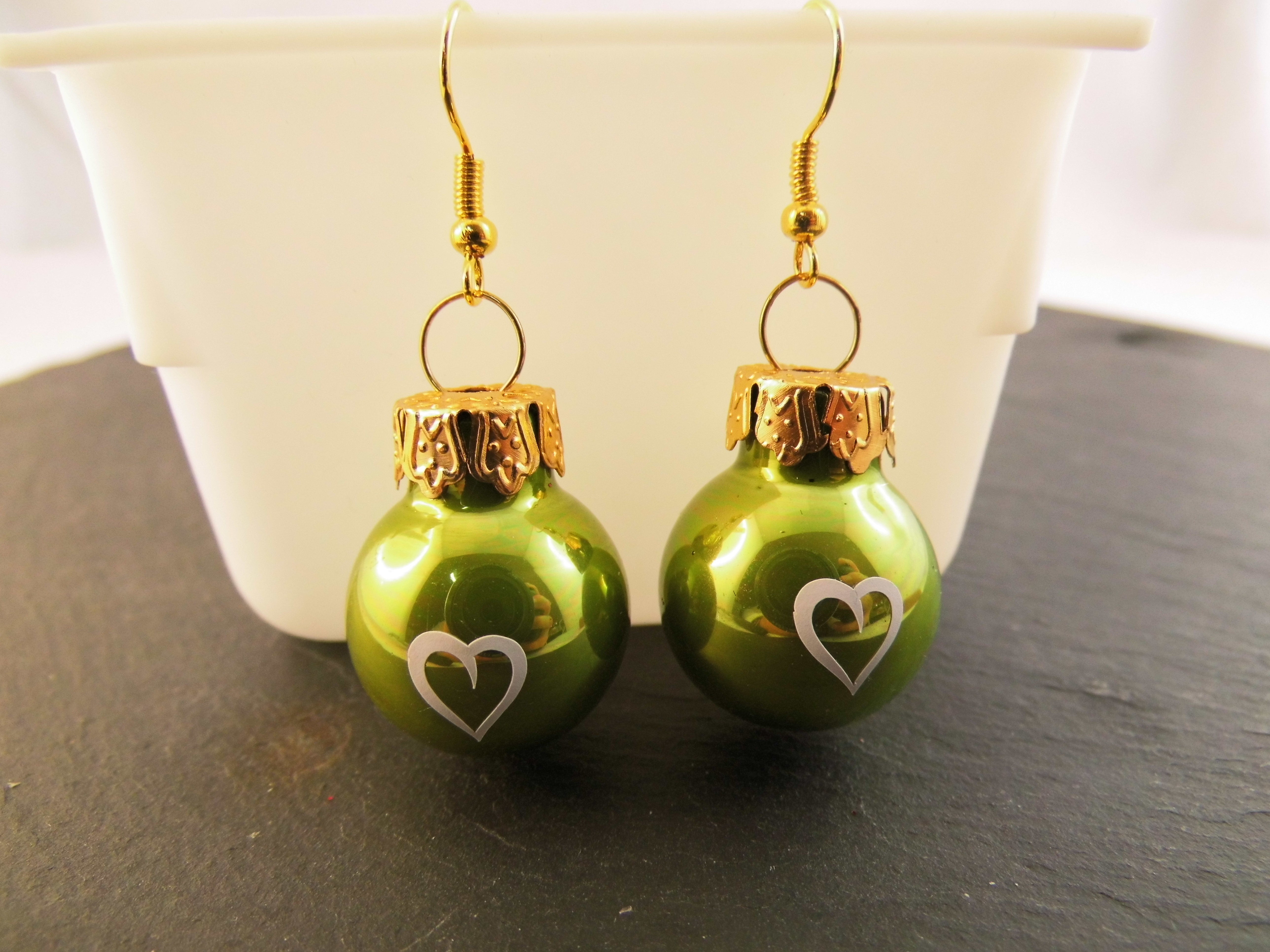 Weihnachtskugel Ohrringe Glas 2 cm verschiedene Motive und Farben