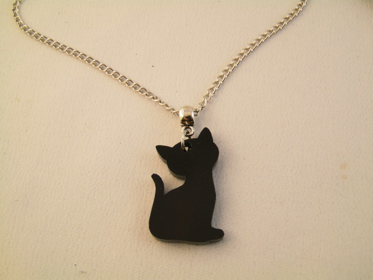 925er Echt Silber Kette mit Katze Anhänger Acryl verschiedene Motive