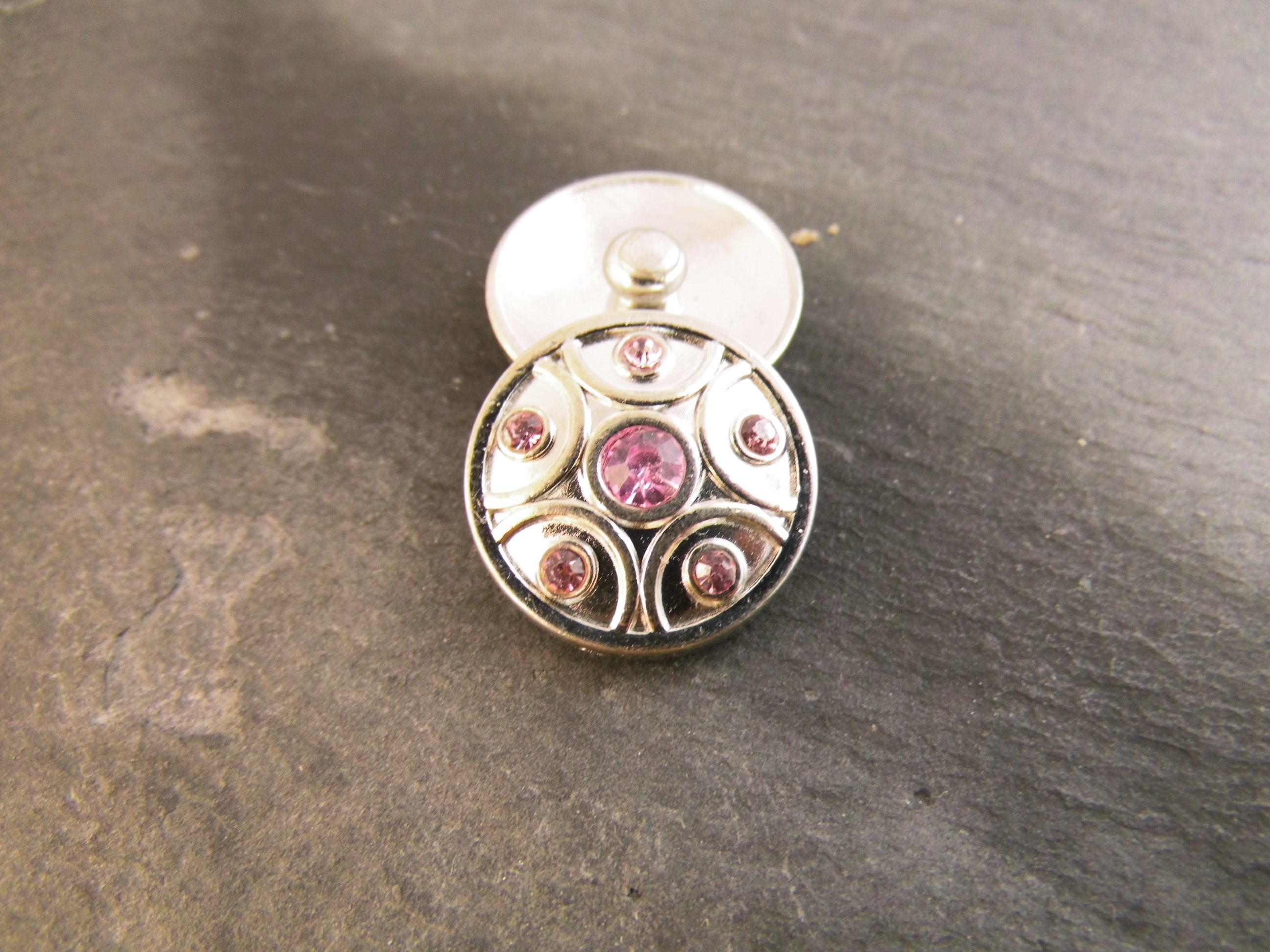 Click Button Metall mit Glitzersteine verschiedene Motive