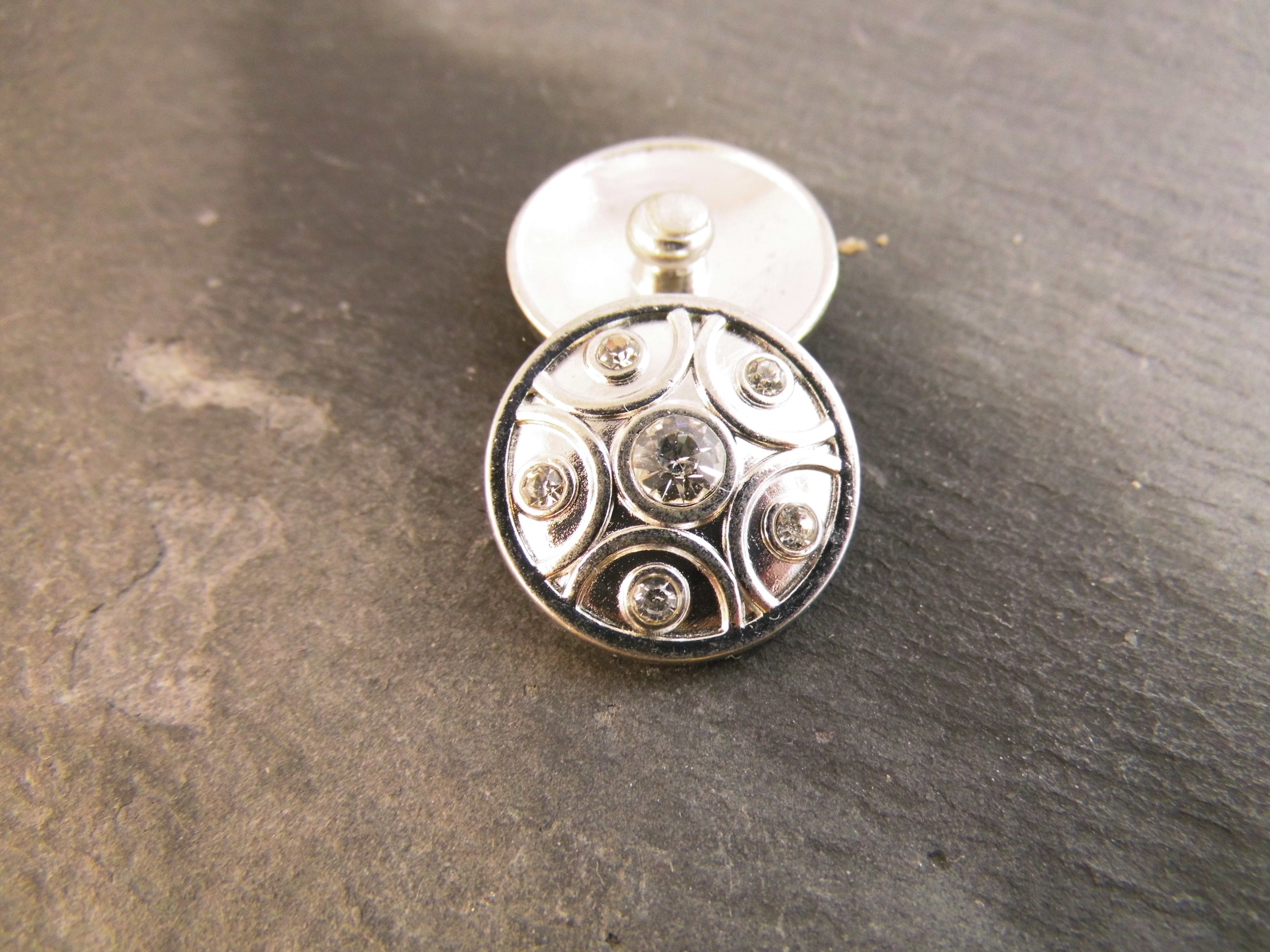 Click Button Metall mit Glitzersteine verschiedene Motive