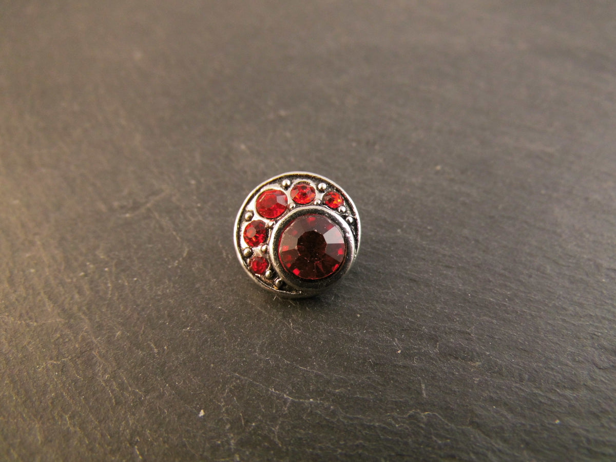 Mini Click Button Metall rote Glitzersteine verschiedene Motive