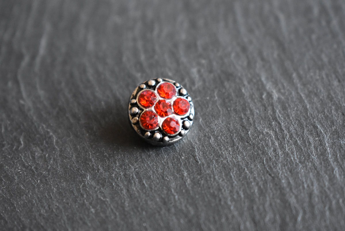 Mini Click Button Metall Blume Glitzersteine verschiedene Farben
