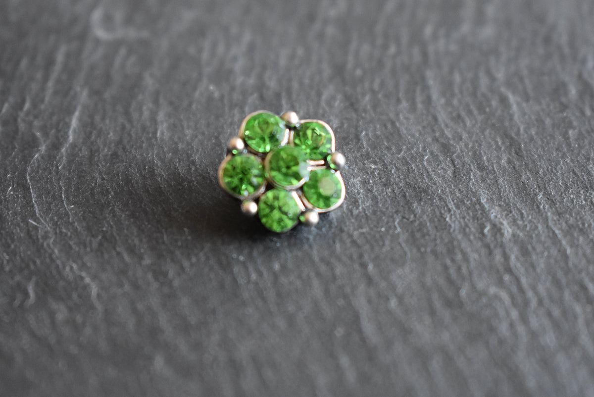 Mini Click Button Metall Blume Glitzersteine verschiedene Farben