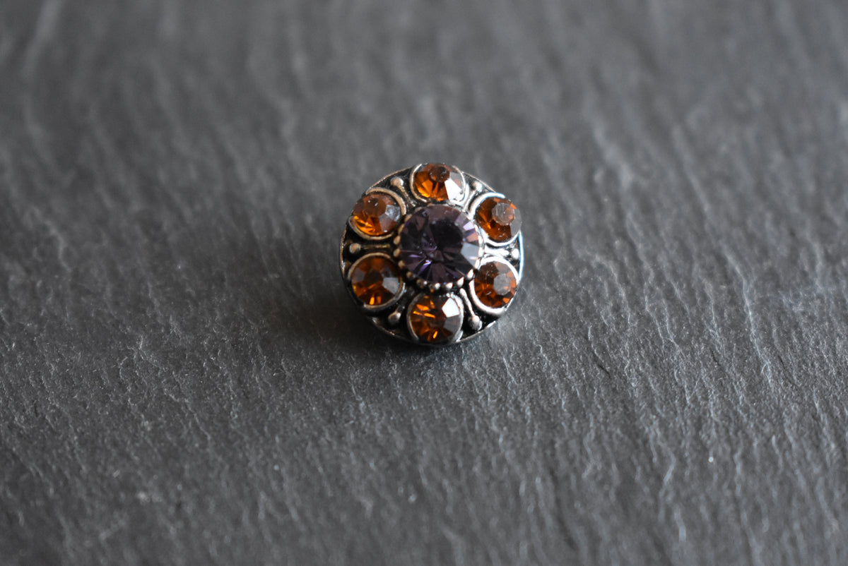 Mini Click Button Metall Blume Glitzersteine verschiedene Farben