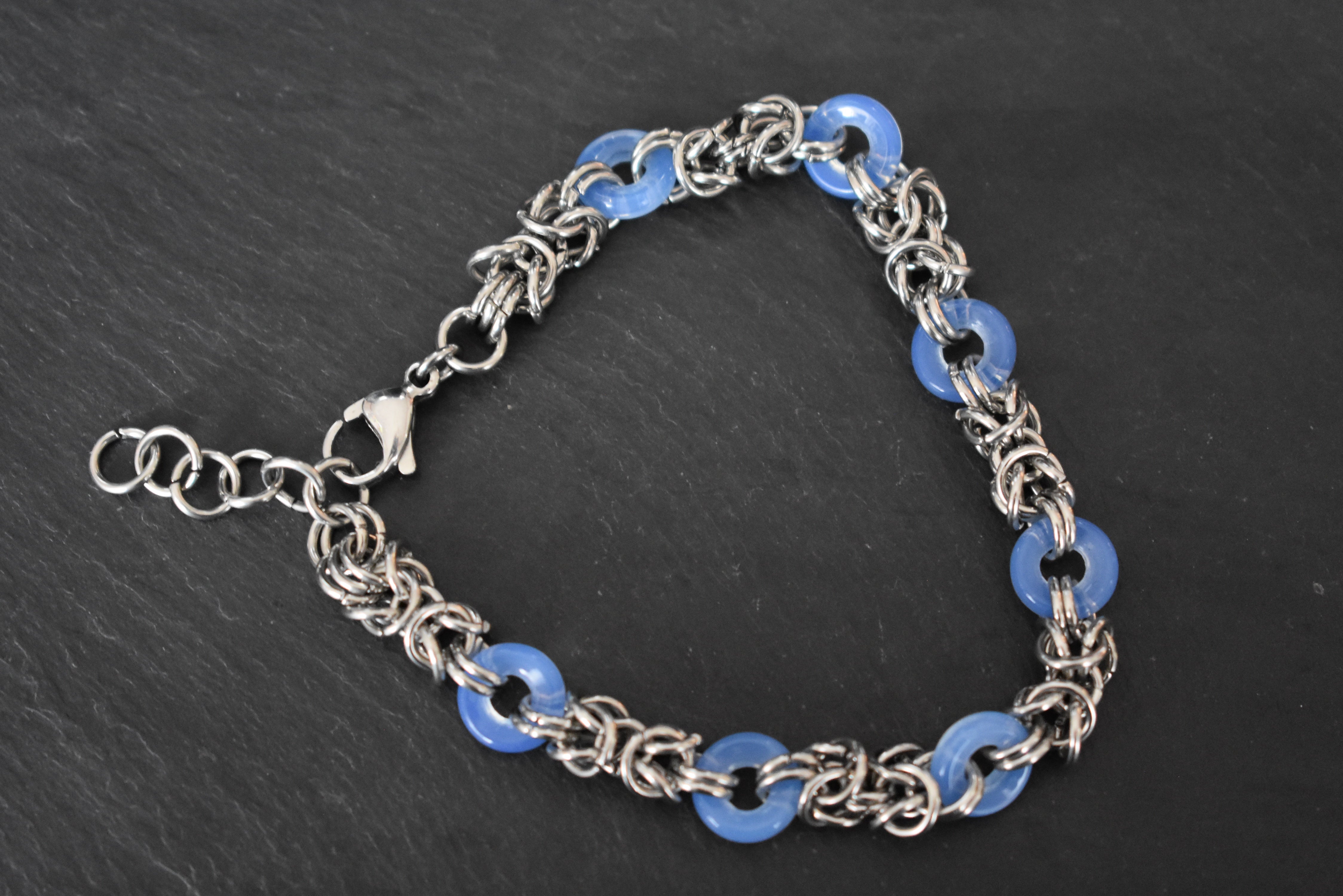 Edelstahl Armband Chainmail mit Glaselementen