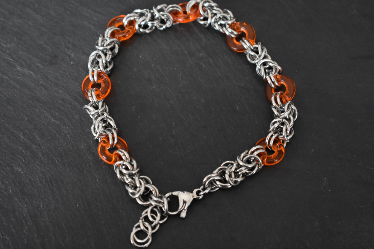 Edelstahl Armband Chainmail mit Glaselementen