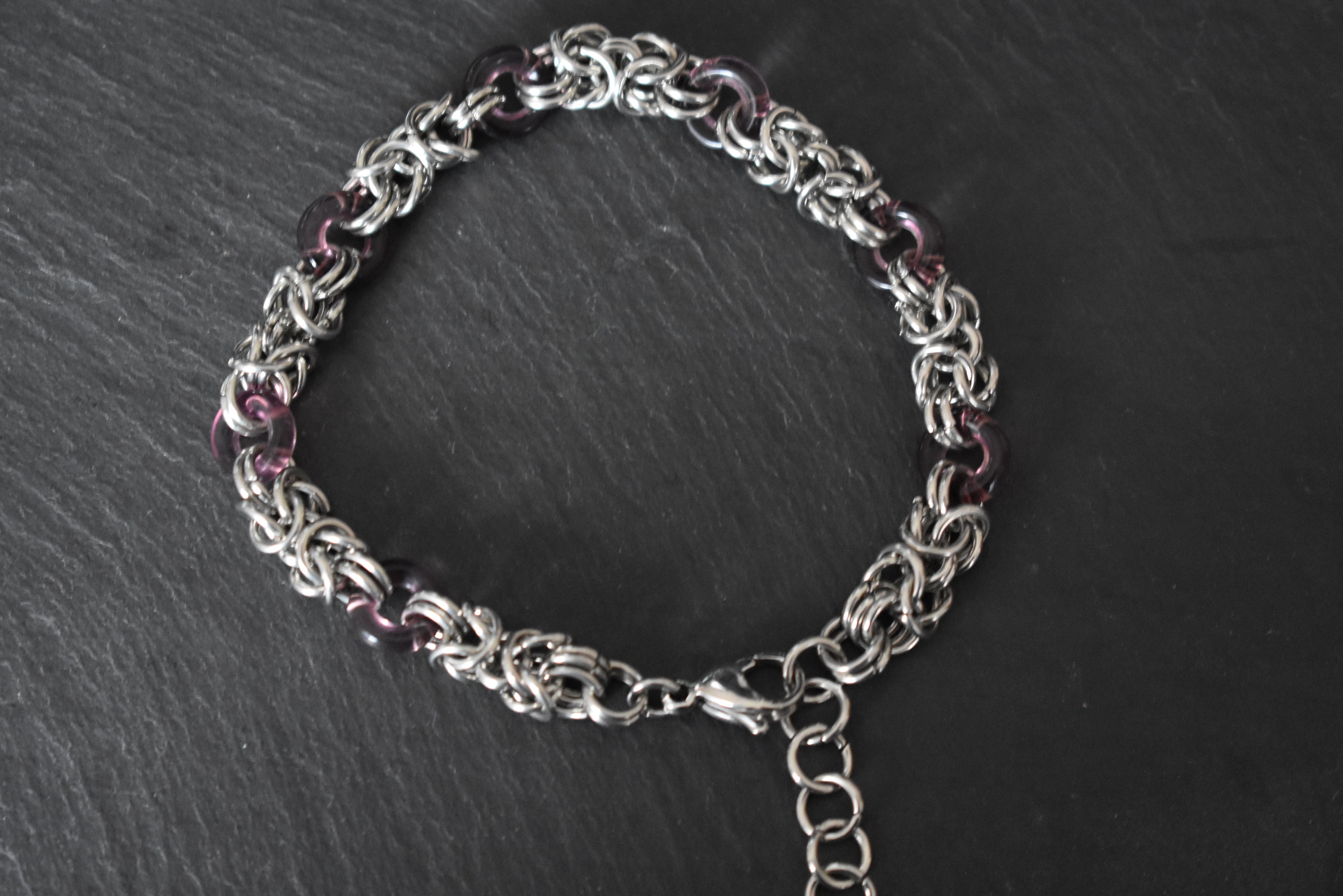 Edelstahl Armband Chainmail mit Glaselementen